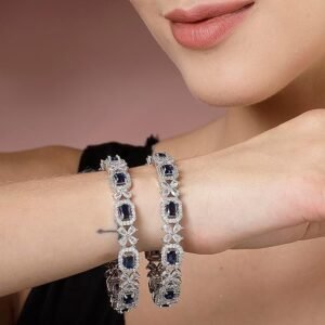 Blue Plated Silver American Diamond Bangle
