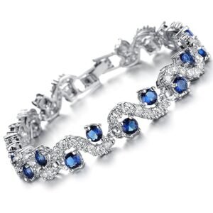 Blue Crystal Silver Plated Stylish Bracelet for girls & women
